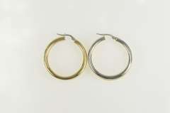 14K Yellow Gold Two Tone 32.6mm Doubled Hollow Hoop Earrings