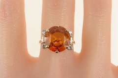 14K Yellow Gold Retro Round Syn. Citrine CZ Ornate Cocktail Ring
