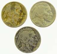 1900's Indian Head Buffalo Nickel Set, lot of (3) US Coins