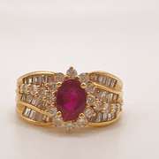 18kt Yellow Gold, Ruby, & Diamond Cocktail Ring