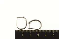 14K White Gold Diamond Channel Inset Oval Classic Hoop Earrings