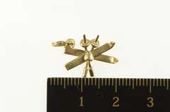 14K Yellow Gold 3D Crossed Skis Skier Winter Sport Charm/Pendant