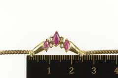 10K Yellow Gold Marquise Ruby Diamond Chevron Herringbone Necklace
