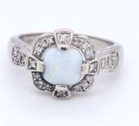 Wonderful White Gold opal and Diamond Cocktail Ring