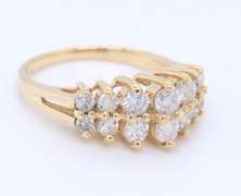Amazing Yellow Gold Double Row Diamond Ring