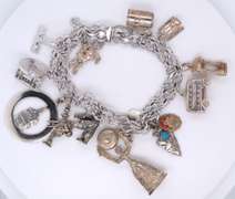 Vintage 925 Sterling Silver Charms Bracelet