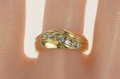 14K Yellow Gold 0.56 Ctw Diamond Wavy Men's Wedding Band Ring