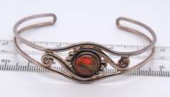 Vintage 925 Sterling silver Gemstone Cuff Bangle