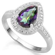 1.25 CT MYSTIC GEMSTONE & DIAMOND 925 STERLING SILVER RING