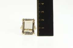 10K Yellow Gold Emerald Cut Syn. Smoky Quartz Cocktail Ring