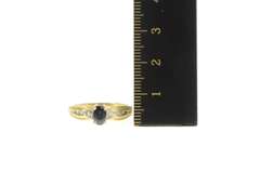 10K Yellow Gold Natural Sapphire Diamond Cluster Engagement Ring