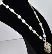 Silver Necklace With Pearlescent Stones