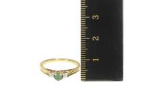 10K Yellow Gold Emerald Diamond Three Stone Engagement Ring
