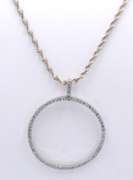 Vintage Sterling Silver Cubic Zirconia Circle Pendant on Chain
