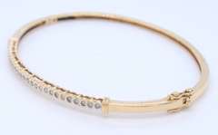 Dazzling Yellow Gold Champagne Bezel Set Diamond Bangle