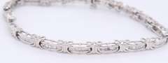 Sparkling White Gold Baguette Station Link Bracelet