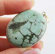 Simply gorgeous 91.88ct Turquoise cabochon sterling pendant