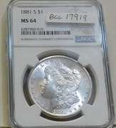 1881-S Morgan Dol NGC MS-64