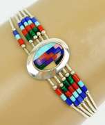 Sterling Gemstone Navajo Zuni Bracelet