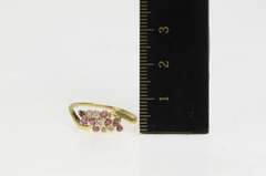 14K Yellow Gold Wavy Diamond Ruby Cluster Accent Statement Ring