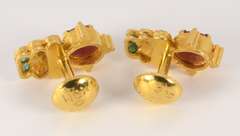 Sweet 22k Ruby & Emerald Earrings