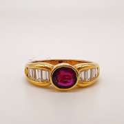 18kt Yellow Gold, Ruby, & Diamond Ring