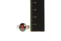 14K Yellow Gold Faceted Garnet Diamond Accent Statement Ring