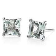 4.95 CT GREEN AMETHYST 925 STERLING SILVER EARRINGS STUD