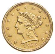 1868 $2.50 Liberty Head Gold Quarter Eagle