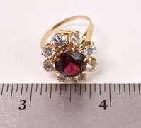 Wonderful Garnet and Sapphire Ring in 14K Yellow Gold