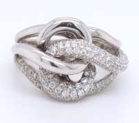 Majestic 18kt White Gold Pave Diamond Knot Ring