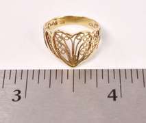 Fabulous Filagree Heart Ring in 14K Yellow Gold