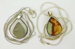 2 Fine Quality Sterling Necklaces - Malachite & Agate