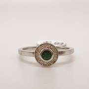 14kt White Gold, Green Sapphire, & Diamond Ring