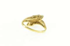 14K Yellow Gold Marquise Diamond Emerald Cluster Bypass Ring