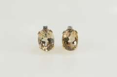 14K Yellow Gold Oval Morganite Diamond Accent Stud Earrings