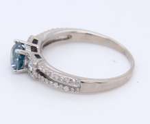 Incredible White Gold IR Blue Diamond Split Shank Diamon Bridal Set