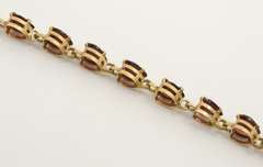 Straight Line Heart Shaped Garnet Bracelet