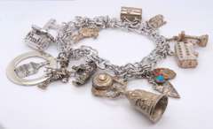 Vintage 925 Sterling Silver Charms Bracelet