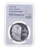 PF70UCAM 1993-S James Madison Commemorative Silver Dollar - Graded NGC