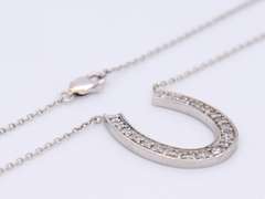 Sparkling White Gold Diamond Horseshoe Pendant on Chain