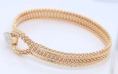 Charming Yellow Gold Braided Bracelet with Diamond