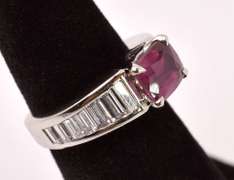 Marvelous Approx. 1.90CTS Magenta Sapphire and Diamond Ring in Platinum