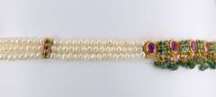Beautiful 22k Emerald, Ruby, & Pearl Necklace