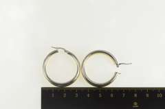 14K Yellow Gold Two Tone 32.6mm Doubled Hollow Hoop Earrings