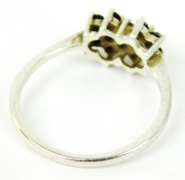 English Sterling Sapphires & Opals Flower Ring, Size 6
