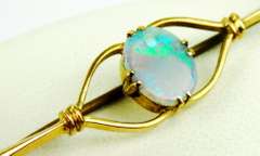 Antique English 9CT Gold Opal Bar Pin or Pendant
