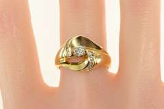 14K Yellow Gold 0.50 Ctw Diamond Retro Swirl Engagement Ring