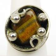 Vintage Cromica Denmark Brutalist Agate Ring, Size 8