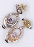 Vintage Sterling Silver Amethyst Dangle Earrings